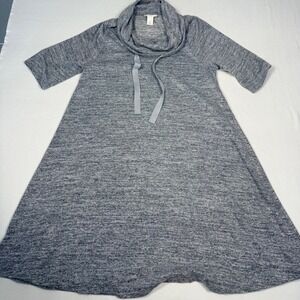 LOFT Outlet Lounge Dress S Grey Cowl Neck Short Sleeve A-Line Soft Knit